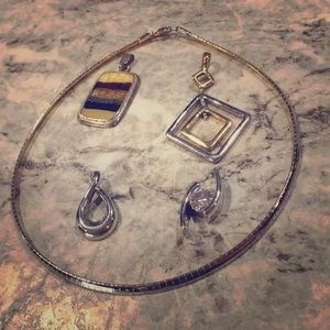 Reversible Necklace with multiple Pendants